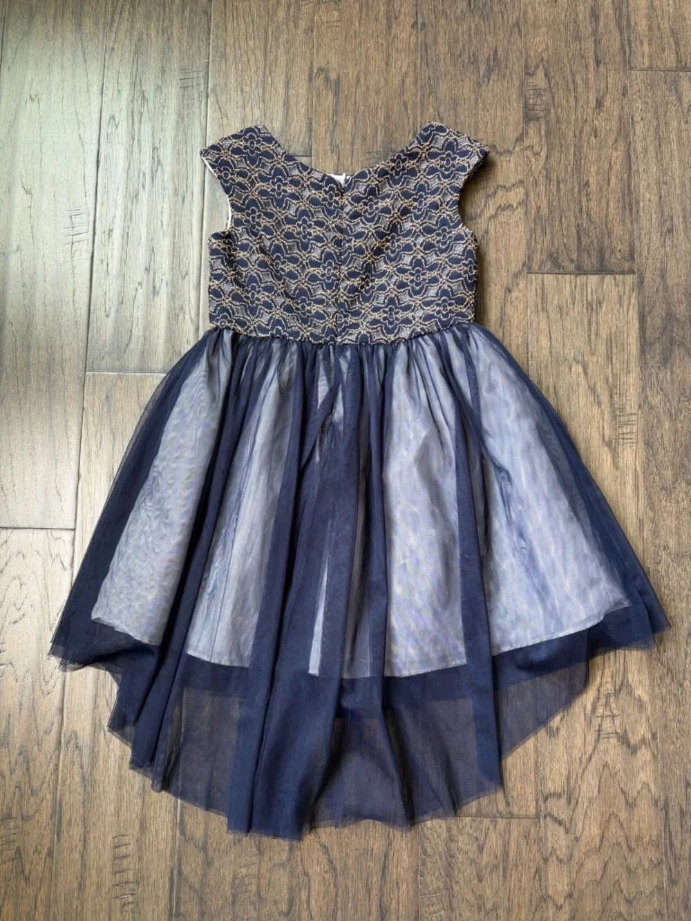 Mia & Mimi Girls Formal Dress | Navy and Gold | Girls Size Small (S)